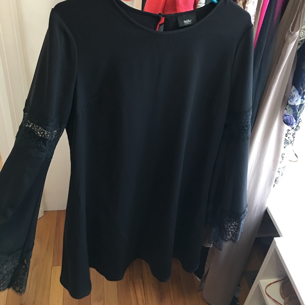 Black bell sleeve Aline dress