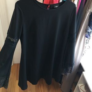 Black bell sleeve Aline dress