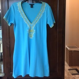 Moda Intl Turquoise Embellished summer Mini dress