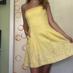 Lilly Pulitzer Strapless Yellow Dress