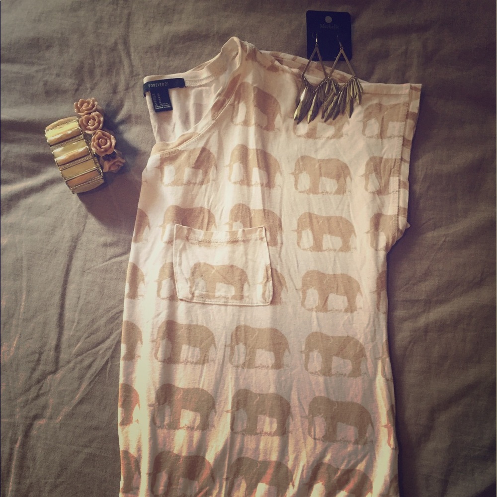 Forever 21 Elephant Graphic Baby Doll Tee