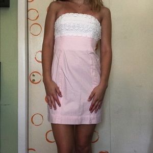 Lilly Pulitzer Pink & White Strapless Dress