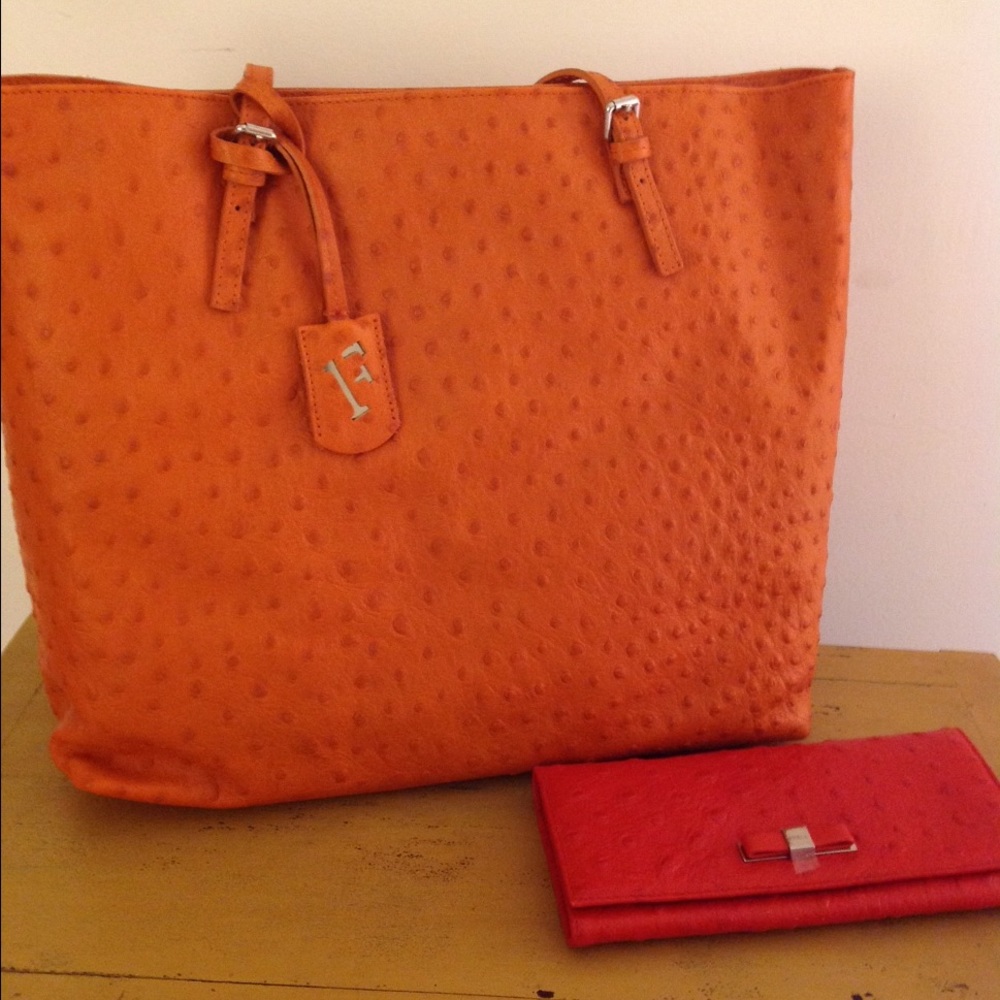 Furla ostrich bag with wallet - SOLD