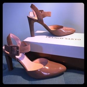Franco Sarto Nude Patent Leather Suede Nude Pump