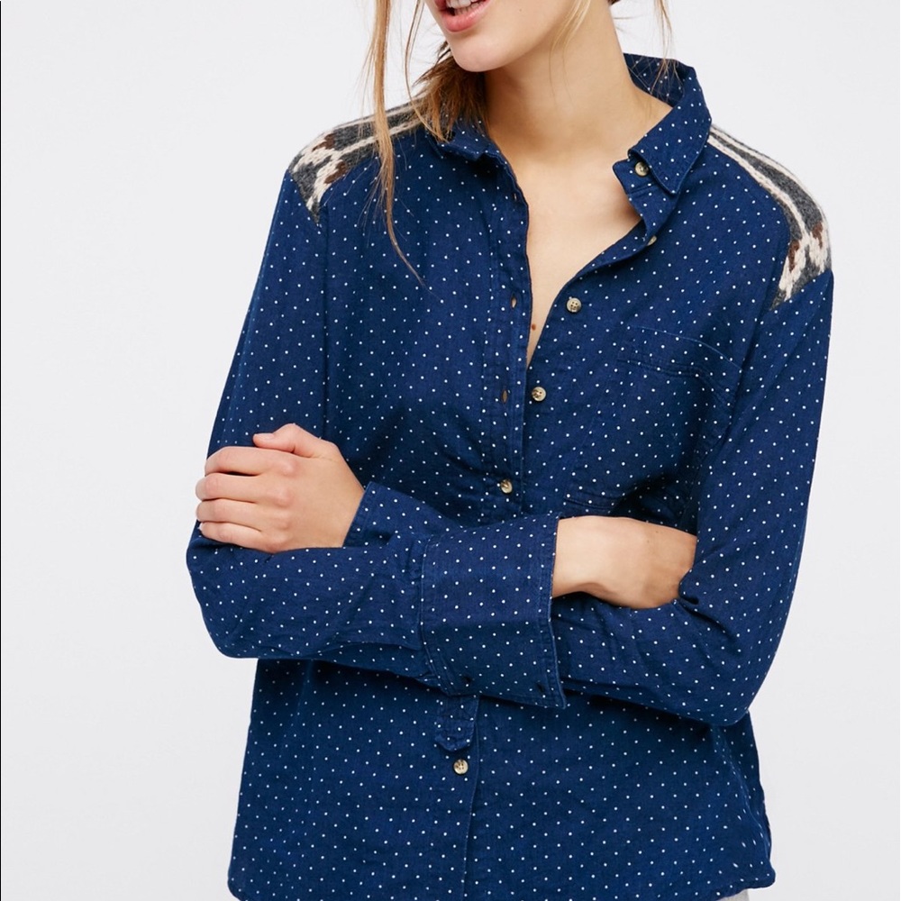 Free People sage sweater button up shirt top