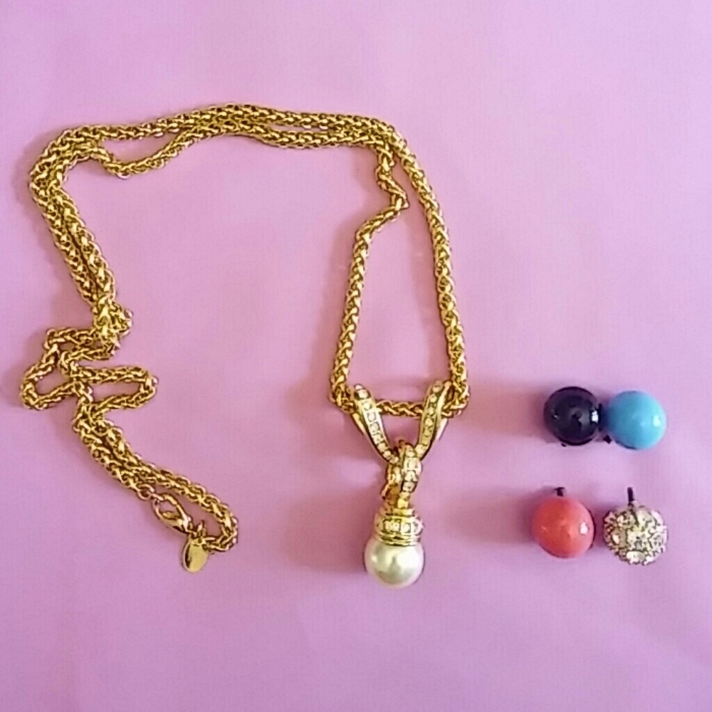 Nolan Miller 24" Gold Necklace w/ 5 Changeable Colored Balls #0053