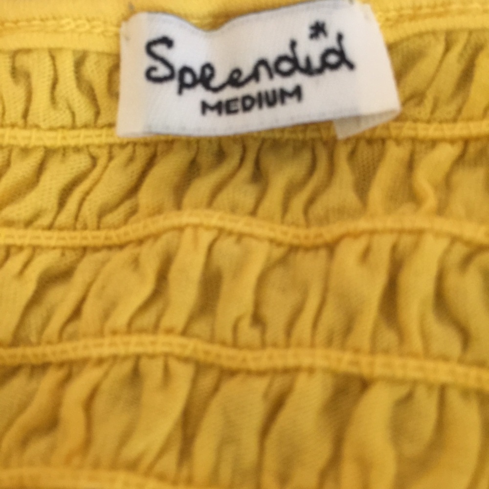 SPLENDID Open Front Ruched Shoulder Yellow Cardi - Picture 7 of 8
