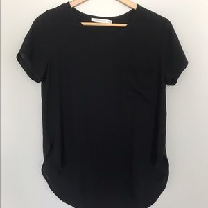 Black T-shirt blouse with front pocket