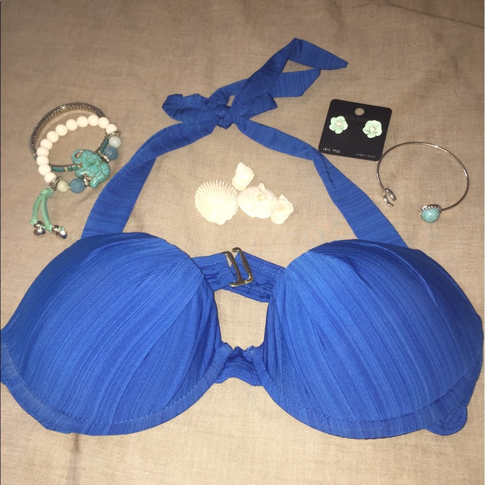 Sapphire Blue Bathing Suit Halter Top