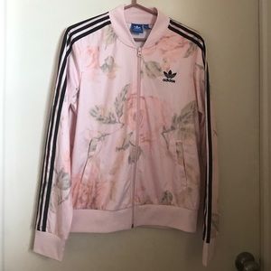 Adidas floral track jacket pink women