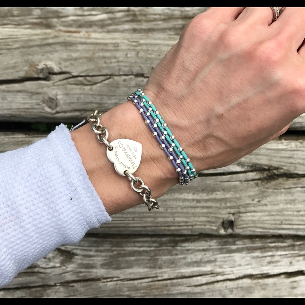 Handmade .925 Turquoise OR Lilac Beaded Bracelet