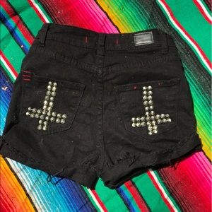 BDG High Rise studded cross shorts
