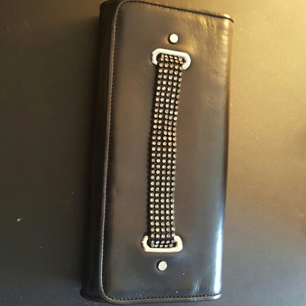 Black Rhinestone Strap Clutch