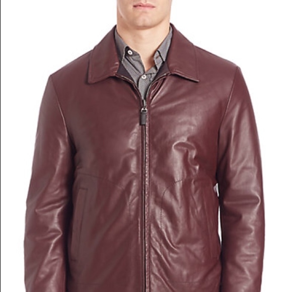 Canali reversible leather jacket