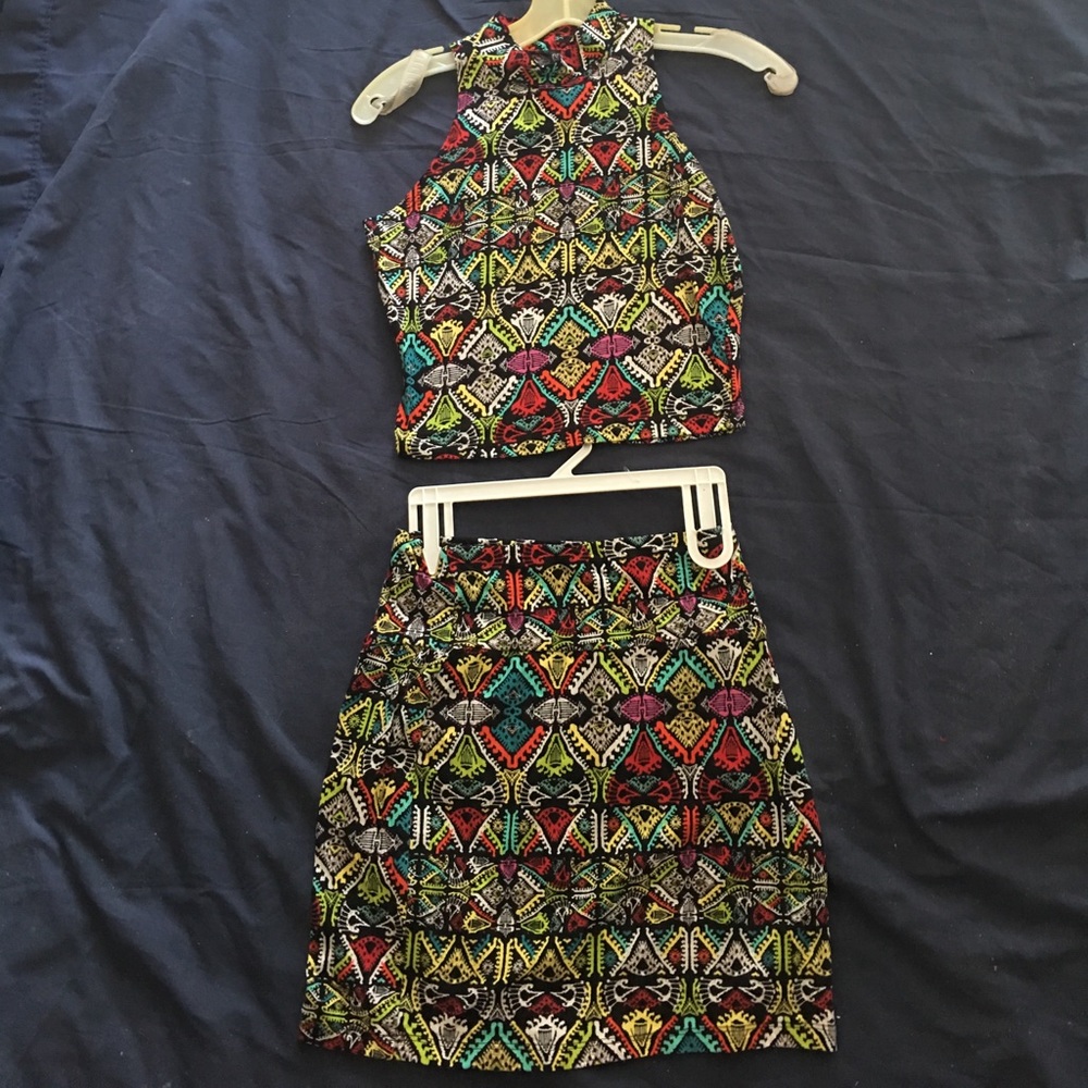 Tribal 2 piece cut-out mini dress