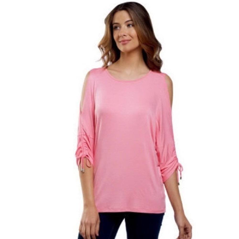 LOGO LORI GOLDSTEIN Cold Shoulder Dolman Sleeve