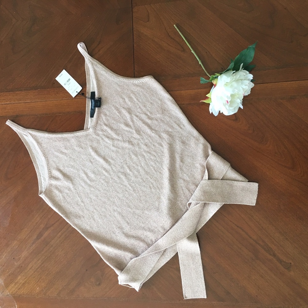 Express rose pink shimmery top cross over back nwt