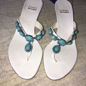 Stuart Weitzman turquoise crystal sandals