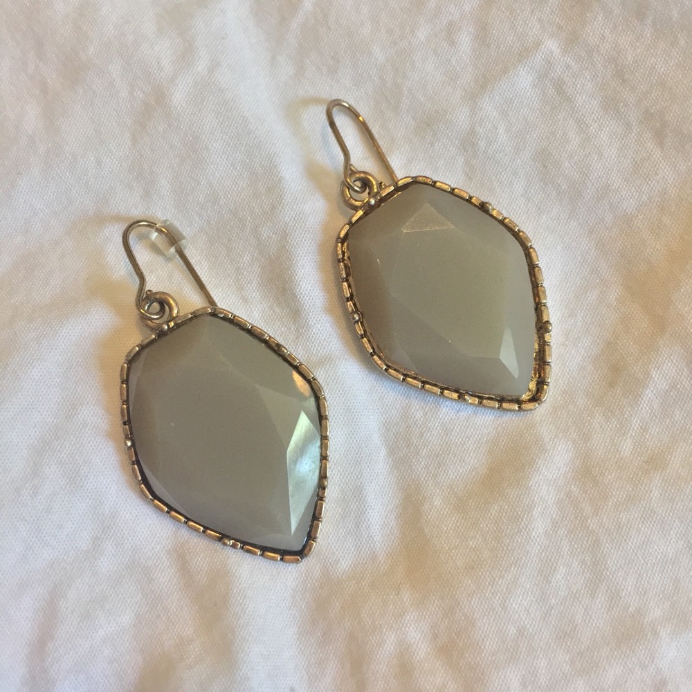 Grey and Gold Drop Stone Earrings