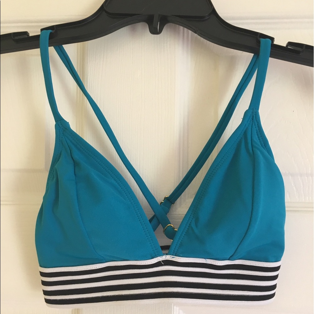 Fun solid & stripes bikini top