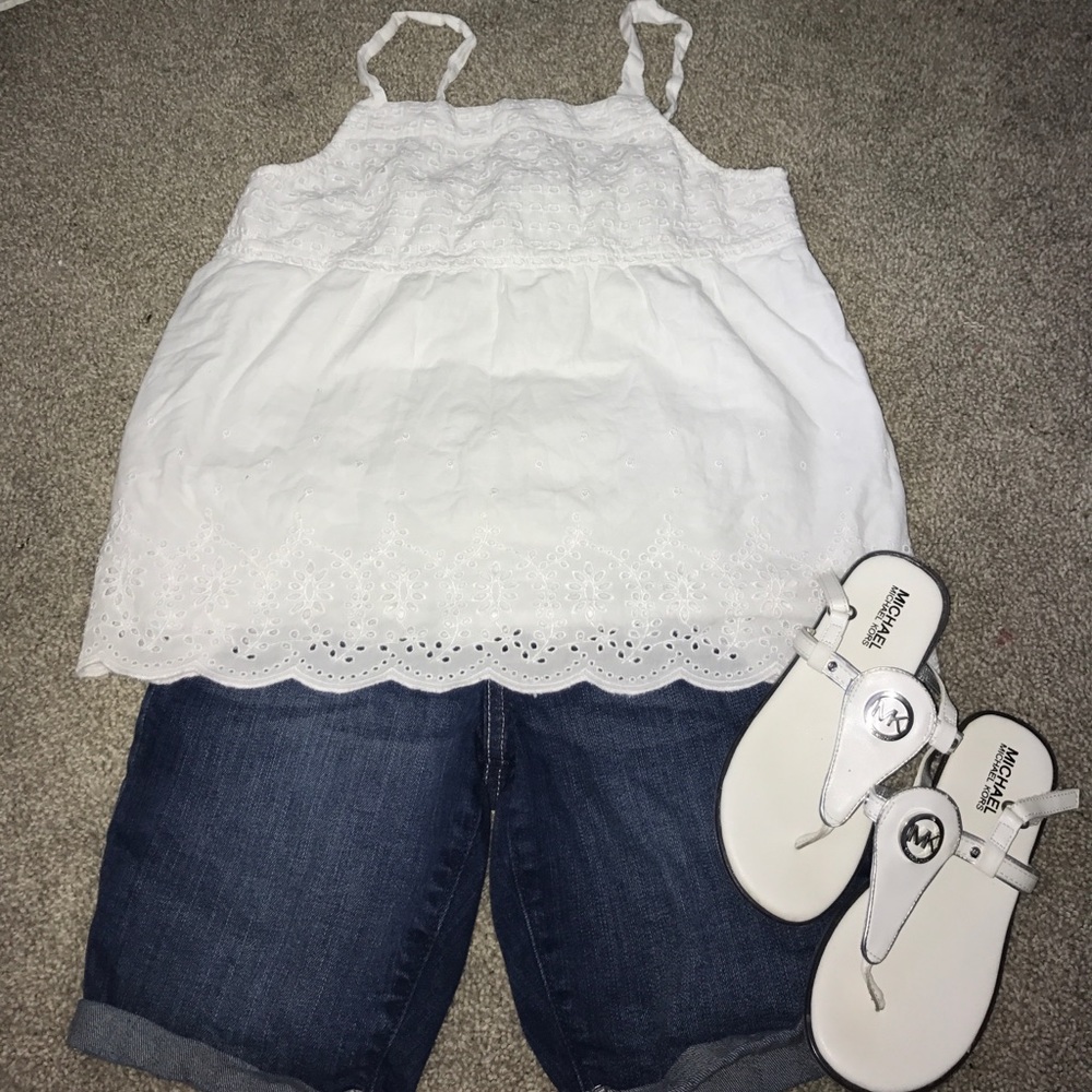 Abercrombie kids white eyelet tank