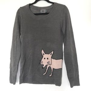 Grey/brown fox graphic sweater