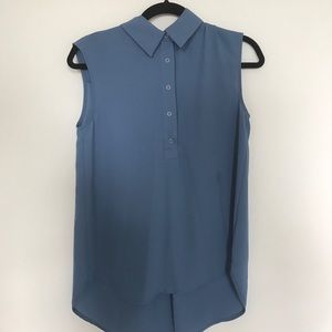 Blue tank top collared blouse