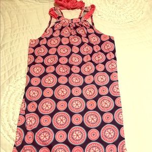 Mid pie pink and navy blue dress