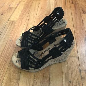 Vintage Juicy Couture black sandal cork wedges