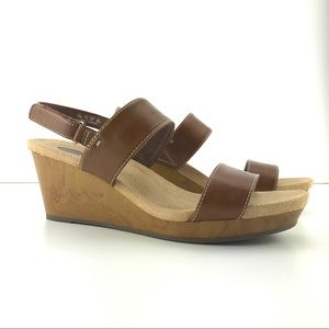 Dr Scholl's Tan leather Strap Wedge Sandals
