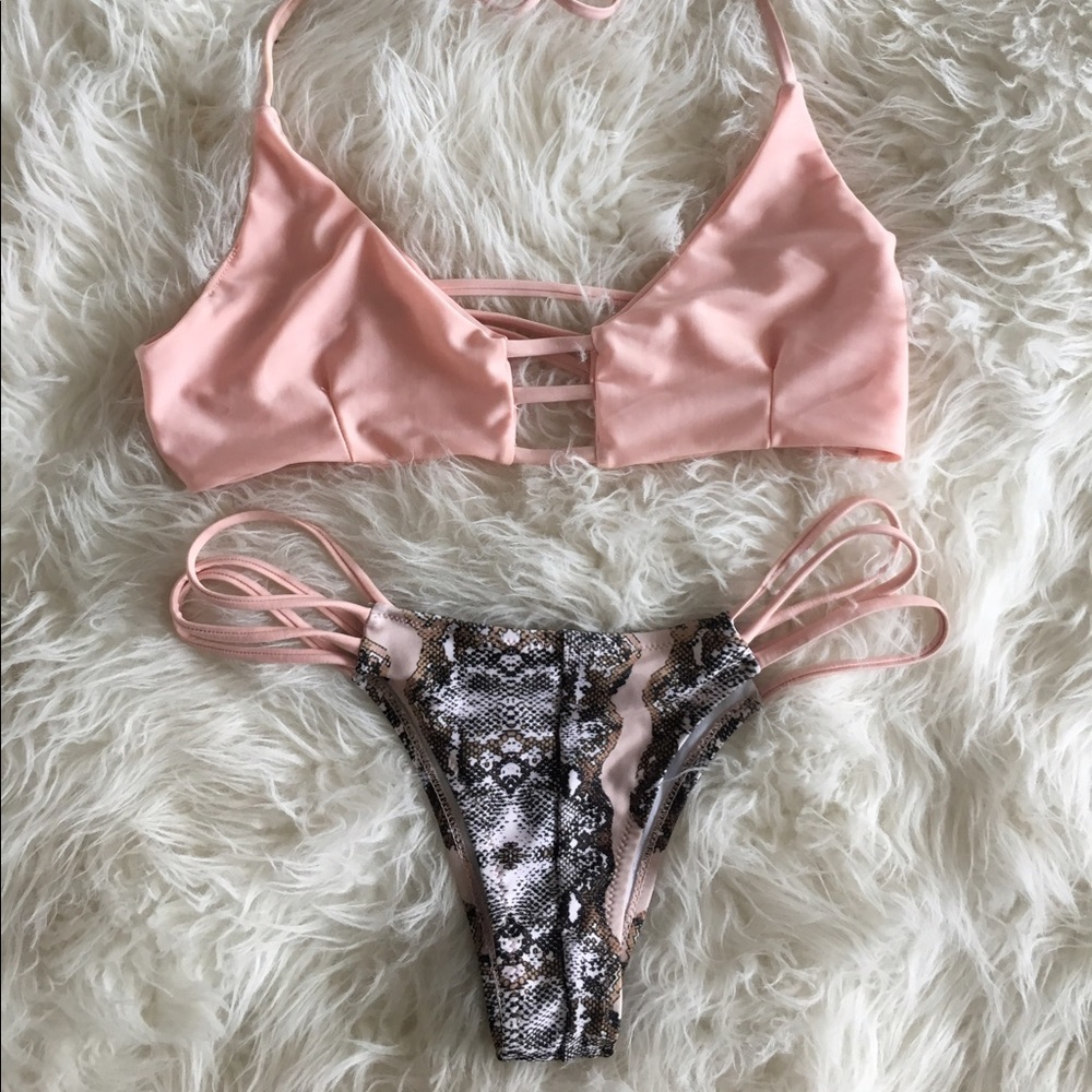 Snakeskin caged bikini