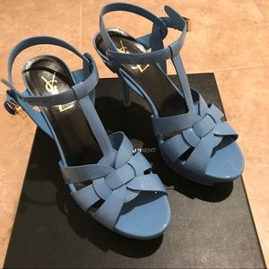 YSL Saint Laurent Tribute T-Strap Sandal Heels