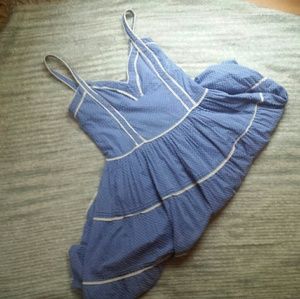 Viola Anthropologie Blue Polka-dot Peasant Dress