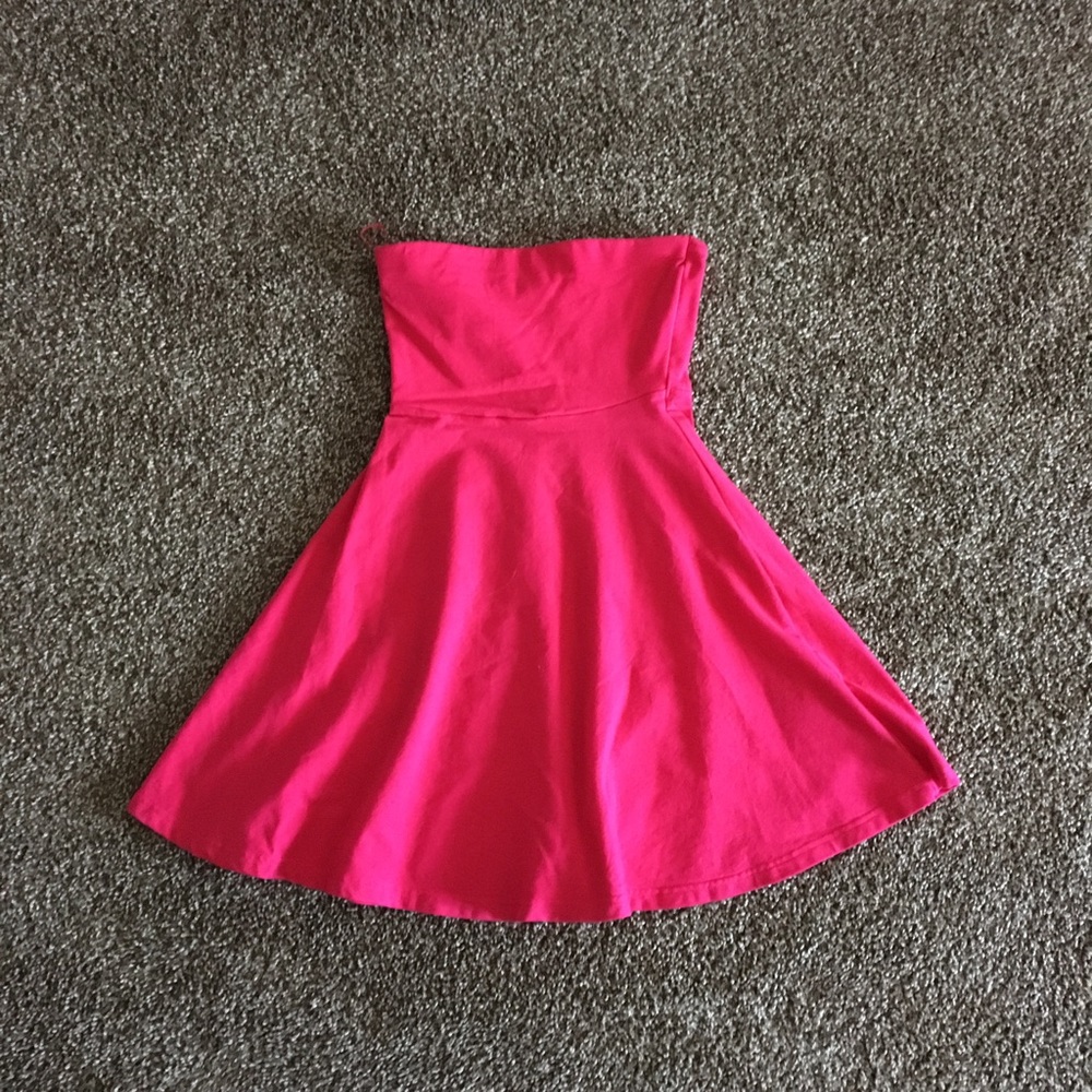 Express Pink strapless mini dress