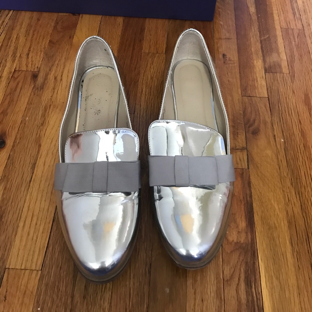 **sale** Asos metallic silver loafers with bow