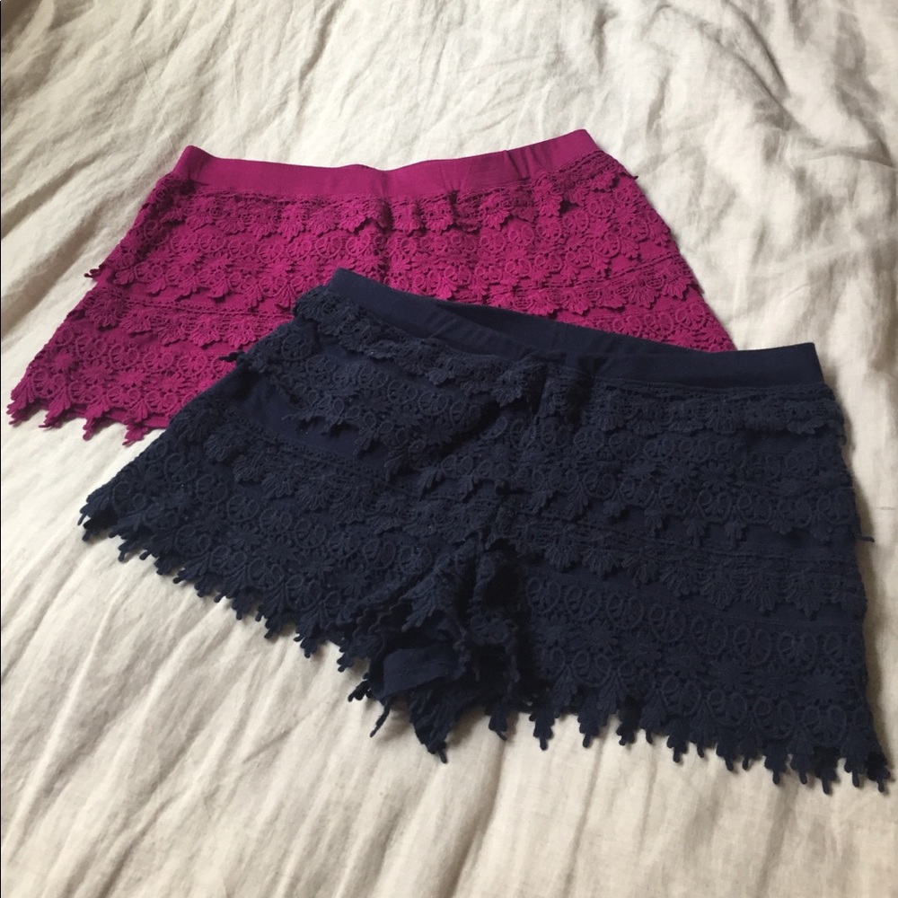 Express lace shorts - pink & navy