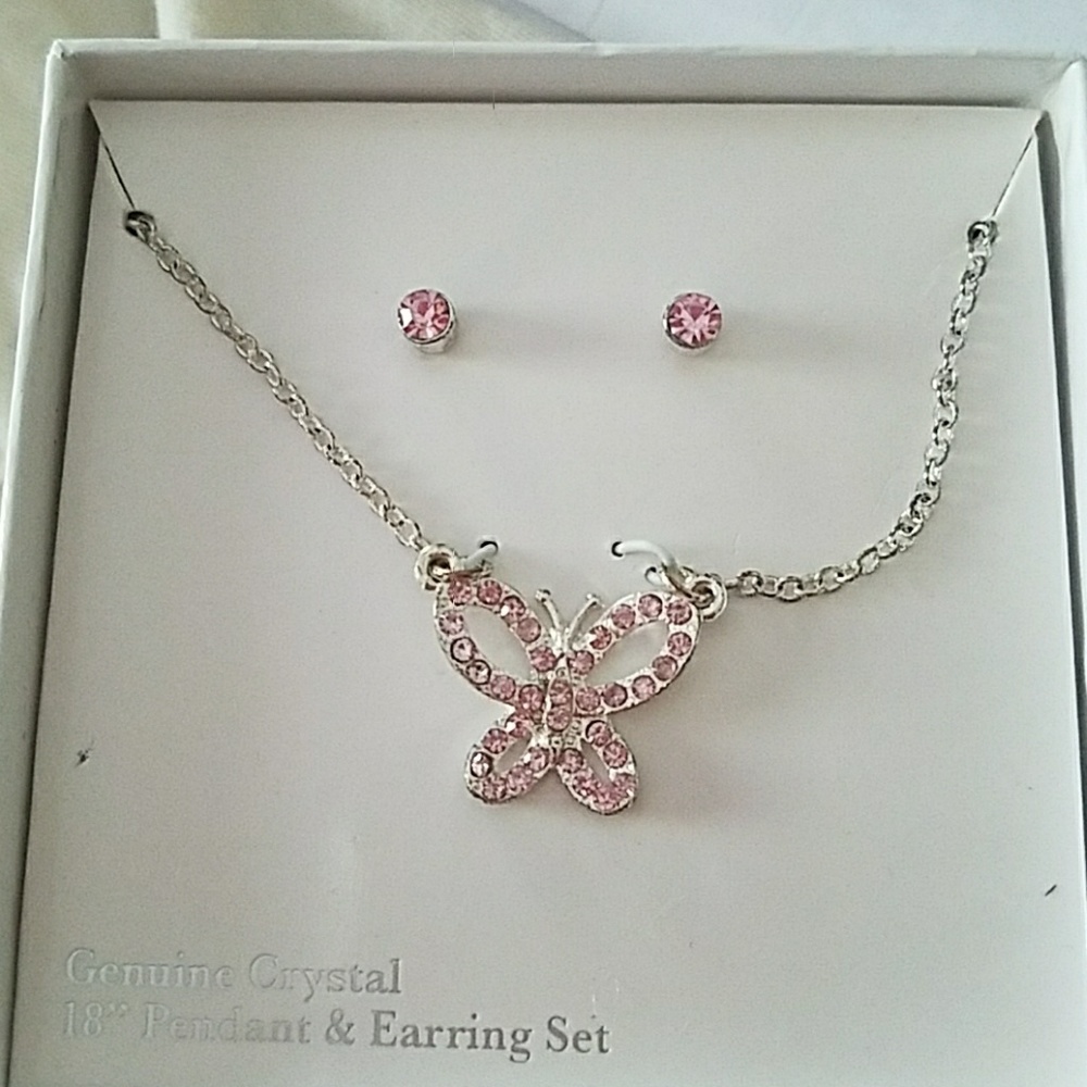 Butterfly pendant and earrings set