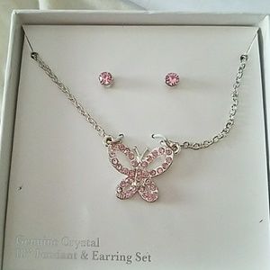Butterfly pendant and earrings set