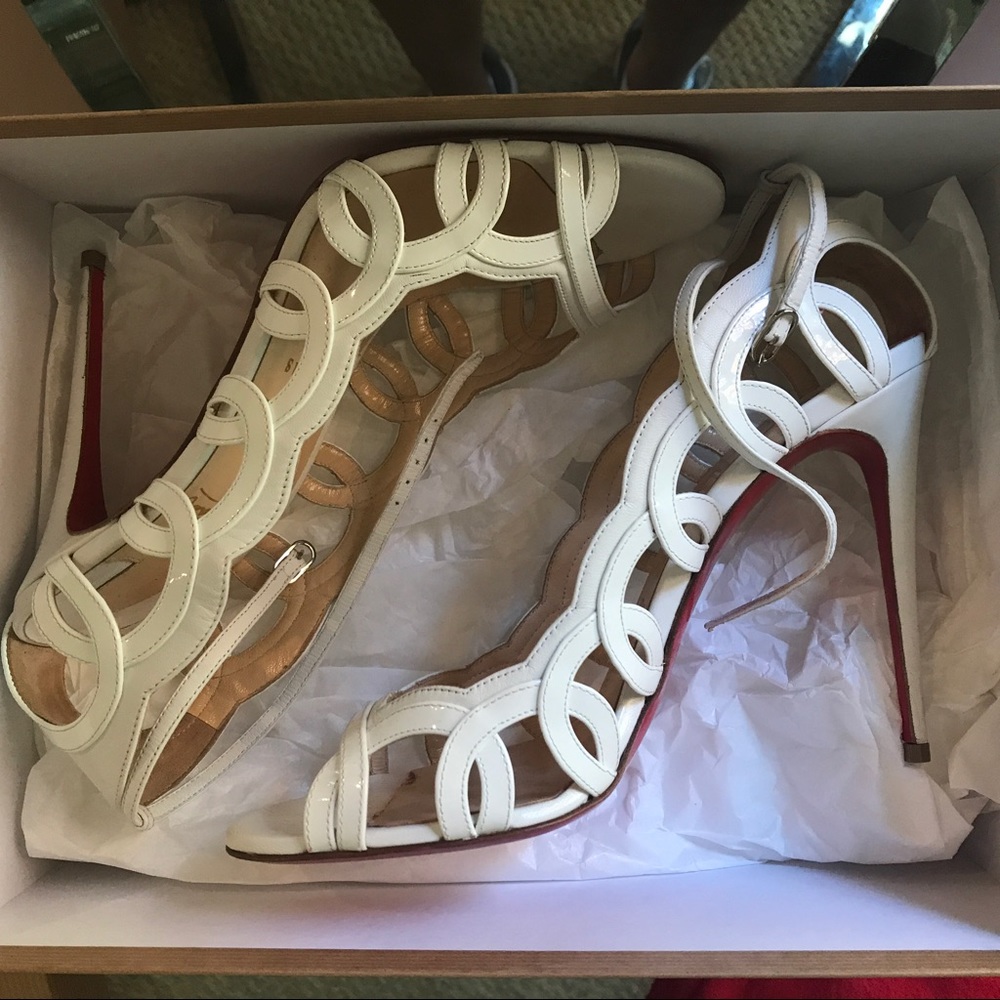 White Christian Louboutin heels