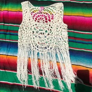 White/Cream fringe top