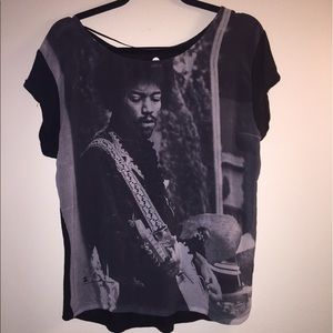 Gray and black Jimi Hendrix shirt