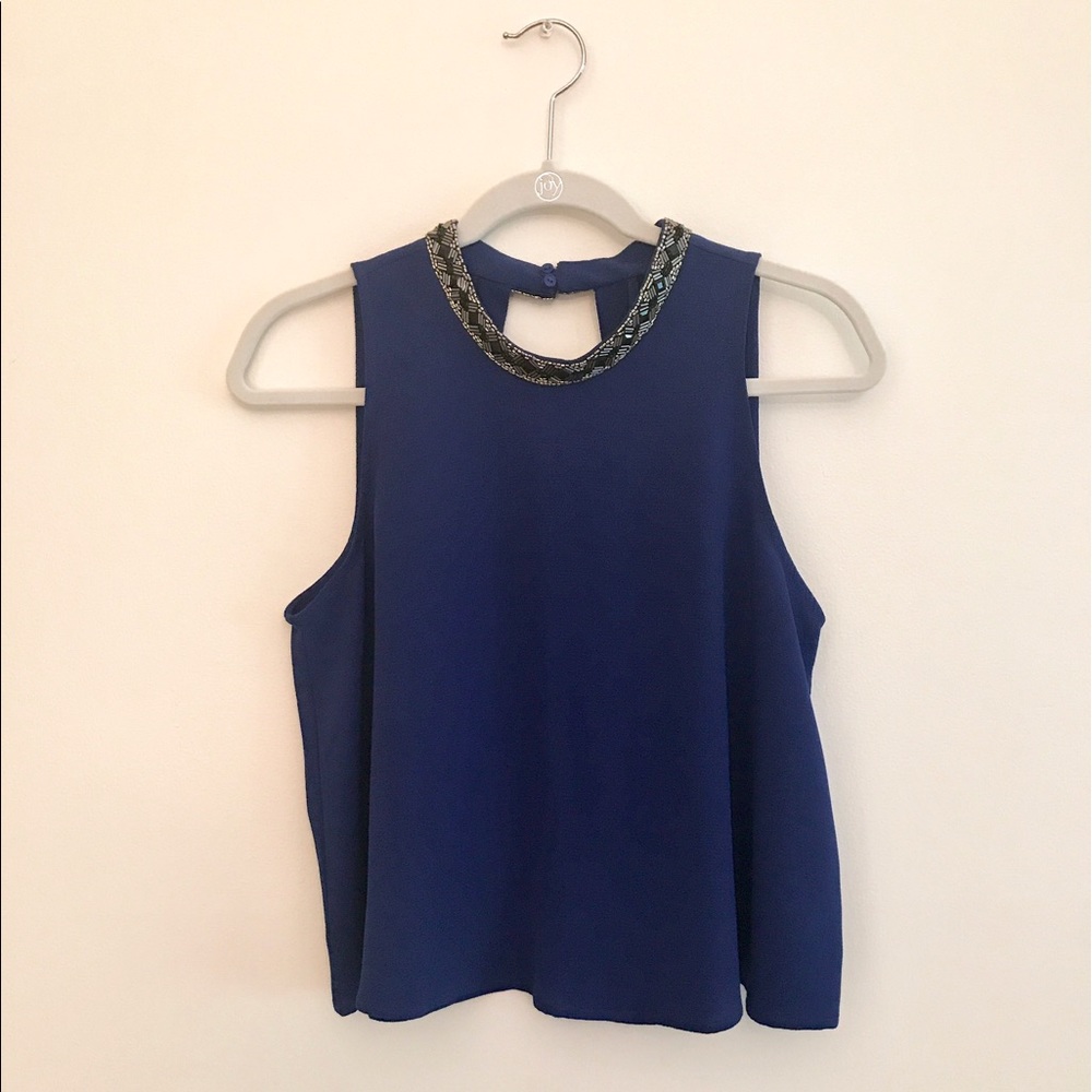 Astr Royal Blue Sleeveless Top