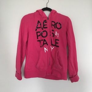 Pink Aeropostale graphic zip-up hoodie