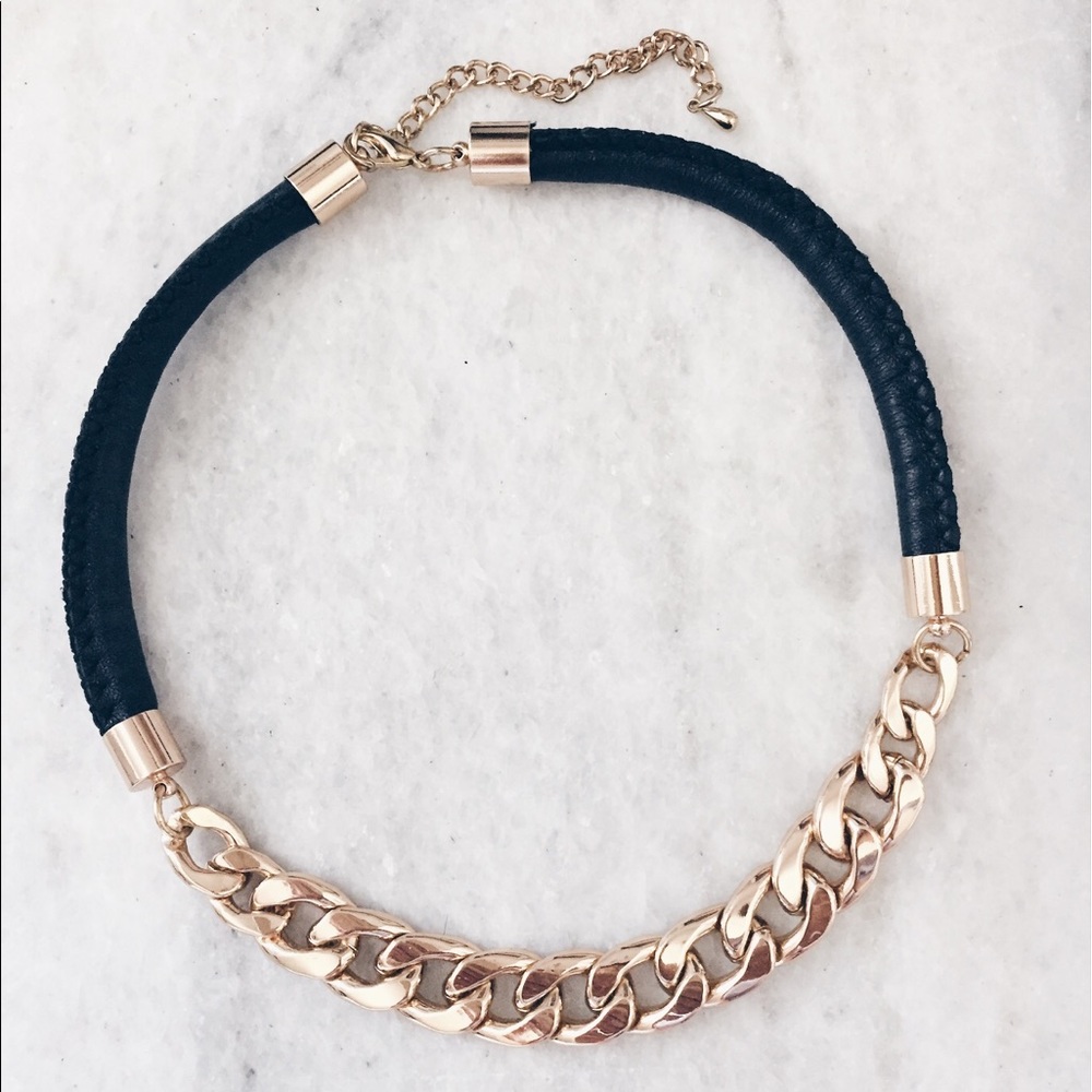 Leather gold necklace