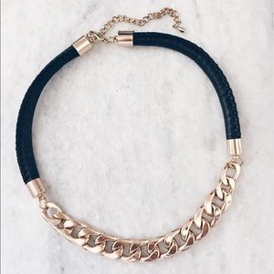 Leather gold necklace