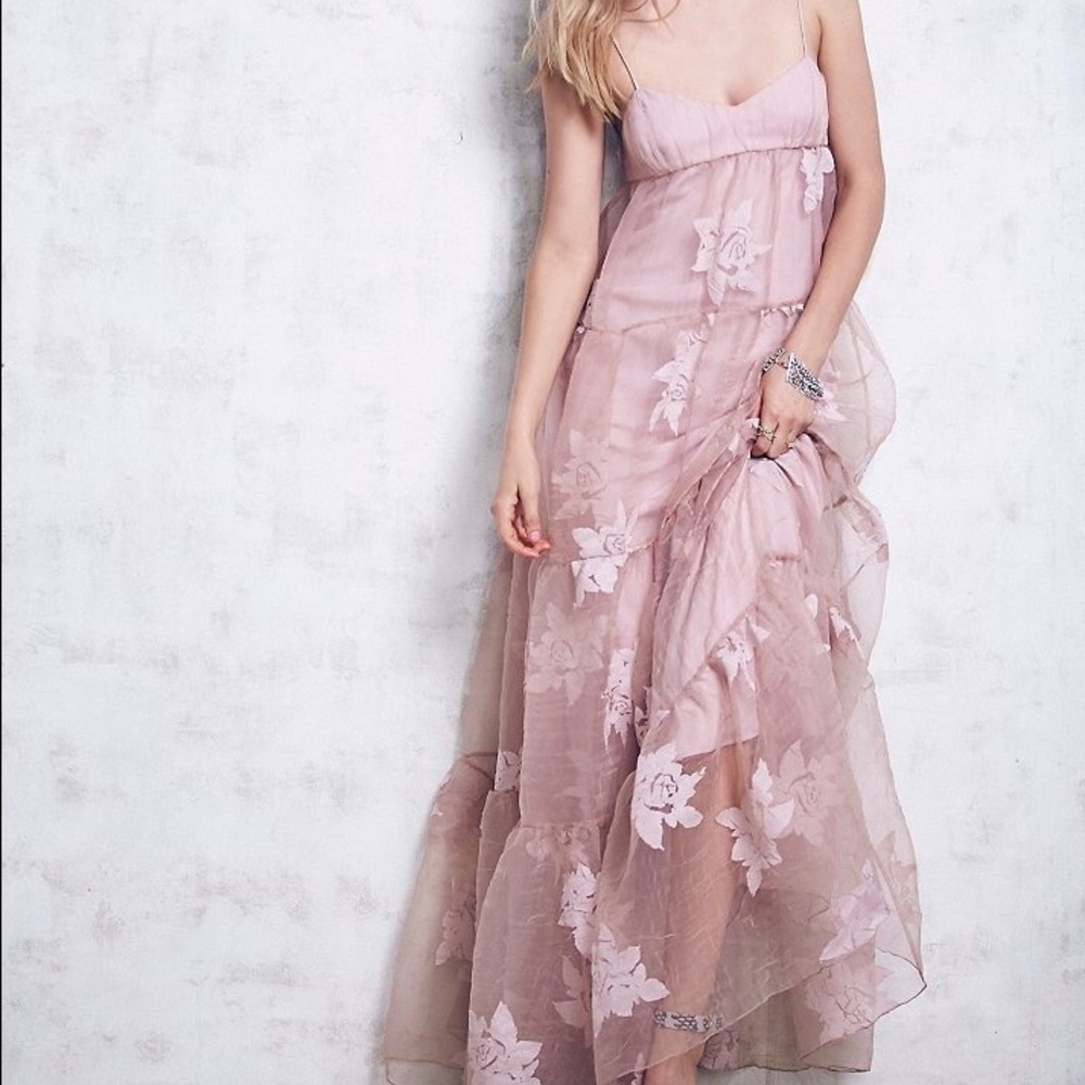 Free People romantic rose maxi festival dress