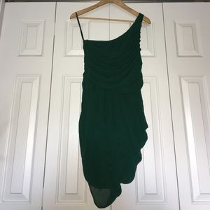 Latest Love one shoulder dress in evergreen