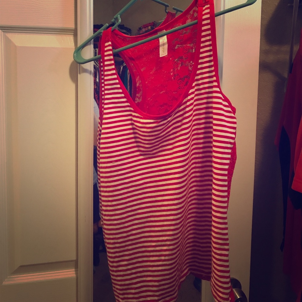 Red striped Lace sleep set