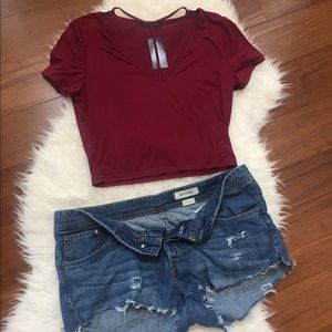 Burgundy Fashion Nova Crop top