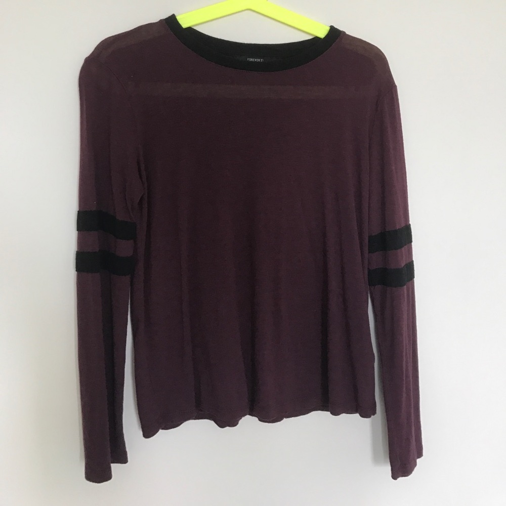 Maroon varsity striped tee